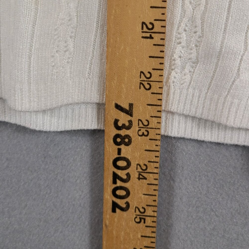 Vtg Koret White Mock Neck Pullover Sweater Short Sleeve Zip Back Size Medium? - Picture 5 of 6